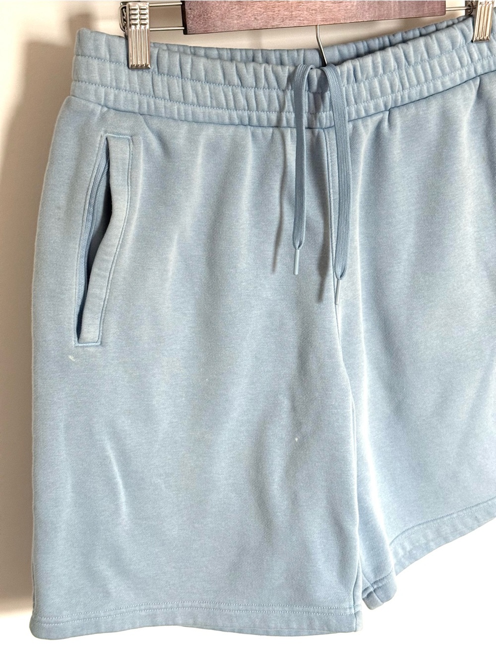 Adidas Light Blue Trefoil Fleece Lounge Sweat Shorts 9” Inseam Men’s Large - Picture 4 of 13